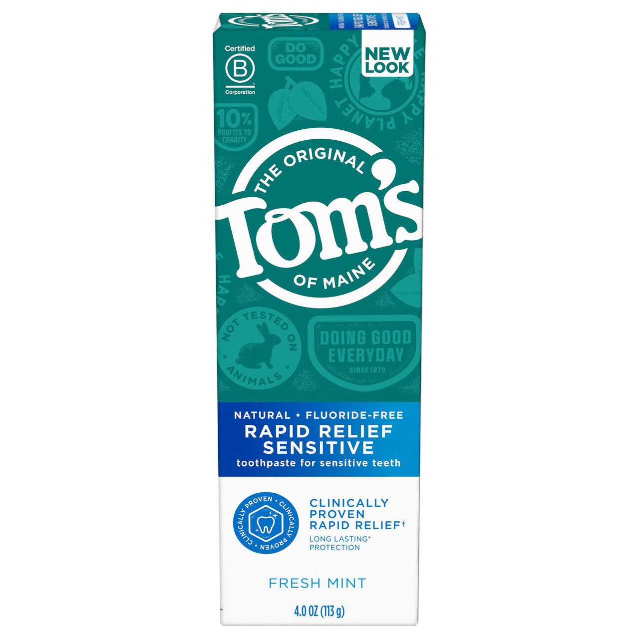 Tom's of Maine Rapid Relief Sensitive Fluoride-Free Natural Toothpaste Fresh Mint (6x4 OZ)