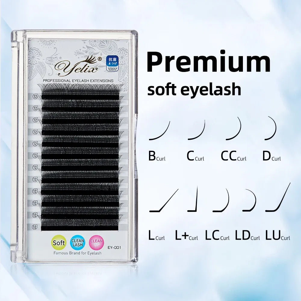 Color: Brushed Slate, Curl: C, Thickness: 0.07mm, Length: 13mm - Yelix Cilios 5D W Shape Eyelash Extensions 4D/6D Premade Volume Fans Natural Soft Automatic Flowering Lash Makeup Supplies