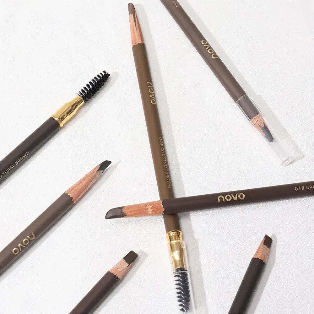 Color: Orange - Waterproof Eyebrow Pen with Brush 7 Colors Natural Lasting Non-caking Eyebrow Pencil Outlining Wild Brow Korean Makeup Cosmetics