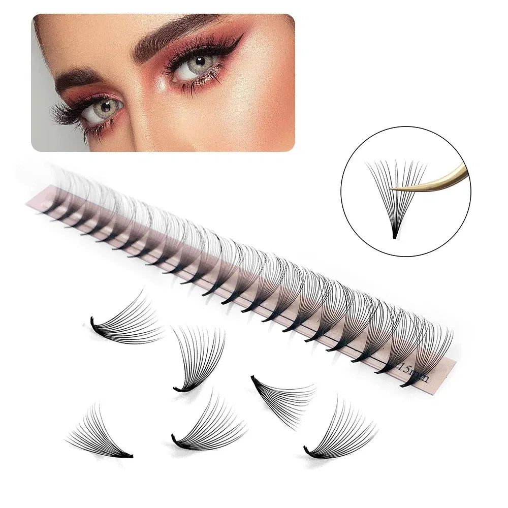 Color: Dark Green, Curl: D, Thickness: 0.07mm, Length: 13mm, Ships From: CHINA - Goddess Premade Volume Fans 5D 6D 10D 12D 14D 16D 20D Individual Lashes Extension Pointy Stem Russian Volume Fans 120/320 fans