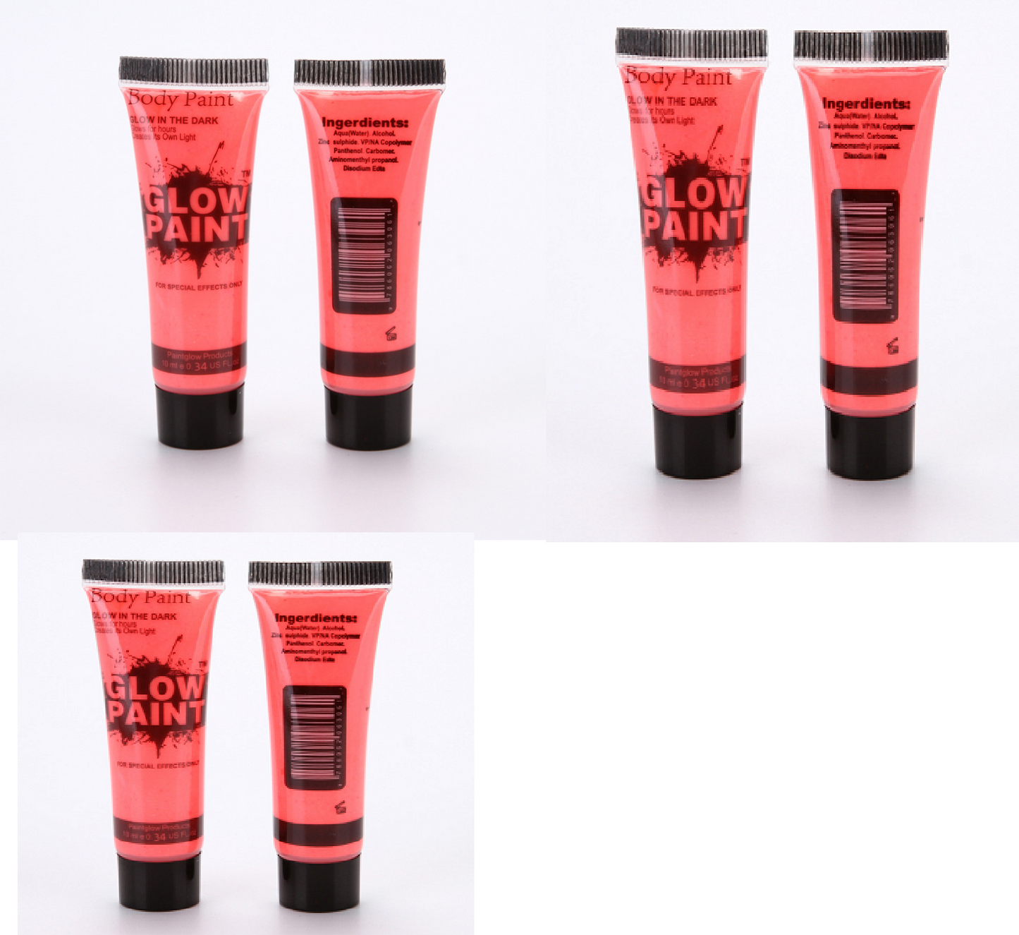 Color: Red 6pcs, Ml: 25ml - Environmentally friendly non-toxic body paint