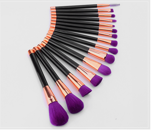Color: Green, Style: 15pcs - New 15 makeup brush set purple green bristles