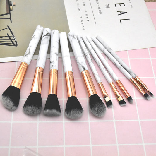 style: A - 10 Sets Of Marbled Makeup Brushes For Beginners
