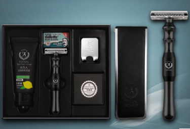Color: Cool black suit - Manual razor double-sided full metal