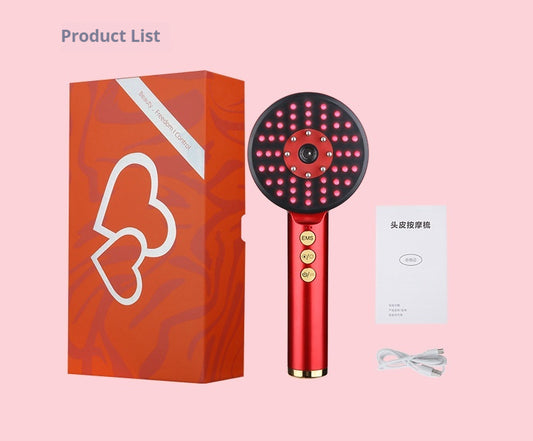 Color: S8 Comb Red - Rubbing Hair Comb Scalp Electric Massage Comb Red Light Anti-density Hair Growth Device
