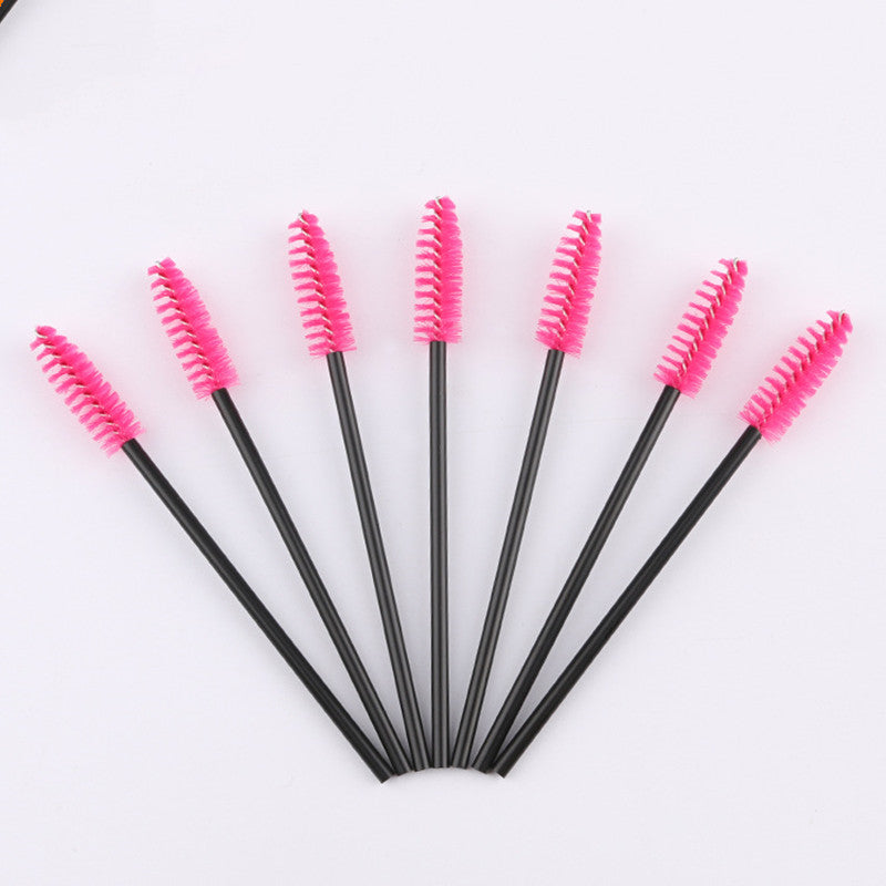 Color: Rose Red, Quantity: Q50pcs - Jinkong disposable hollow rod eyelash brush