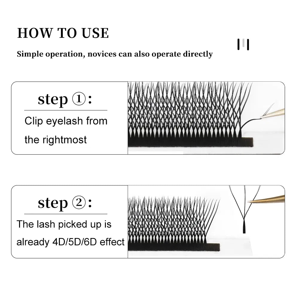 Color: Brushed Slate, Curl: C, Thickness: 0.07mm, Length: 13mm - Yelix Cilios 5D W Shape Eyelash Extensions 4D/6D Premade Volume Fans Natural Soft Automatic Flowering Lash Makeup Supplies