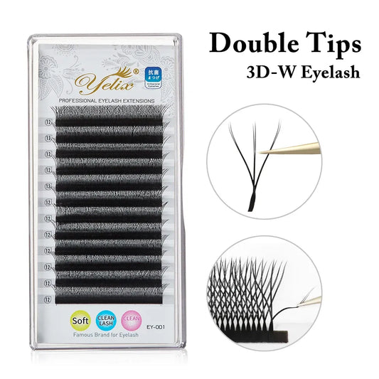 Color: Brushed Slate, Curl: C, Thickness: 0.07mm, Length: 13mm - Yelix Cilios 5D W Shape Eyelash Extensions 4D/6D Premade Volume Fans Natural Soft Automatic Flowering Lash Makeup Supplies