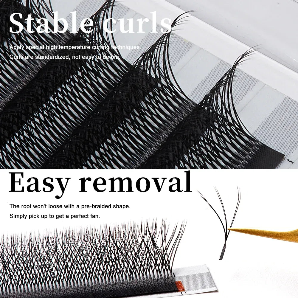 Color: Brushed Slate, Curl: C, Thickness: 0.07mm, Length: 13mm - Yelix Cilios 5D W Shape Eyelash Extensions 4D/6D Premade Volume Fans Natural Soft Automatic Flowering Lash Makeup Supplies