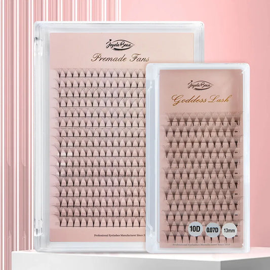 Color: Rose Red, Curl: C, Thickness: 0.07mm, Length: MIX, Ships From: CHINA - Goddess Premade Volume Fans 5D 6D 10D 12D 14D 16D 20D  Individual Lashes Extension Pointy Stem Russian Volume Fans 120/320 fans