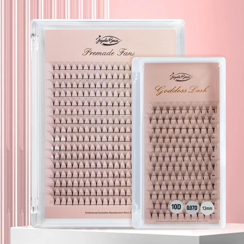 Color: Dark Green, Curl: D, Thickness: 0.07mm, Length: 13mm, Ships From: CHINA - Goddess Premade Volume Fans 5D 6D 10D 12D 14D 16D 20D  Individual Lashes Extension Pointy Stem Russian Volume Fans 120/320 fans