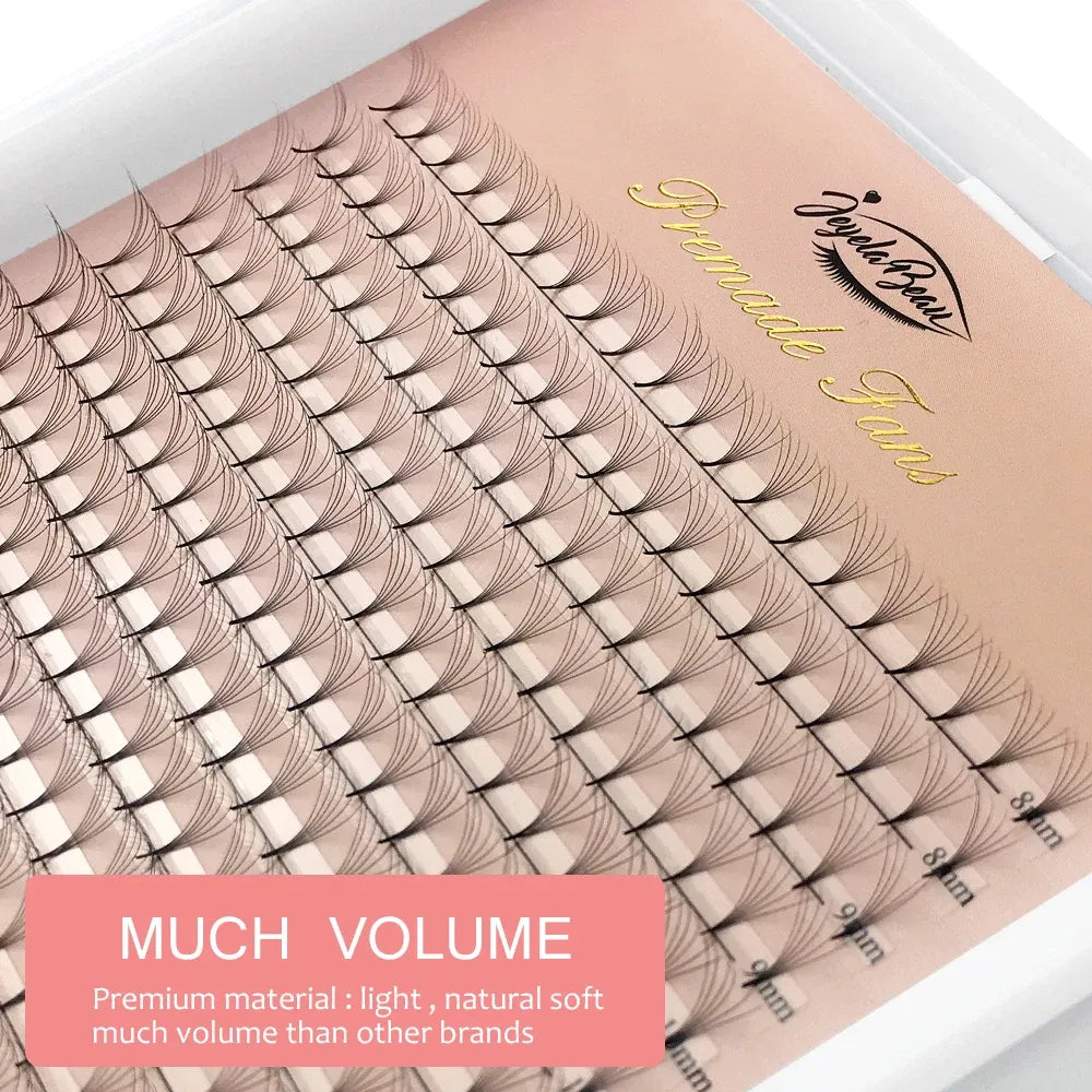 Color: Dark Green, Curl: D, Thickness: 0.07mm, Length: 13mm, Ships From: CHINA - Goddess Premade Volume Fans 5D 6D 10D 12D 14D 16D 20D  Individual Lashes Extension Pointy Stem Russian Volume Fans 120/320 fans