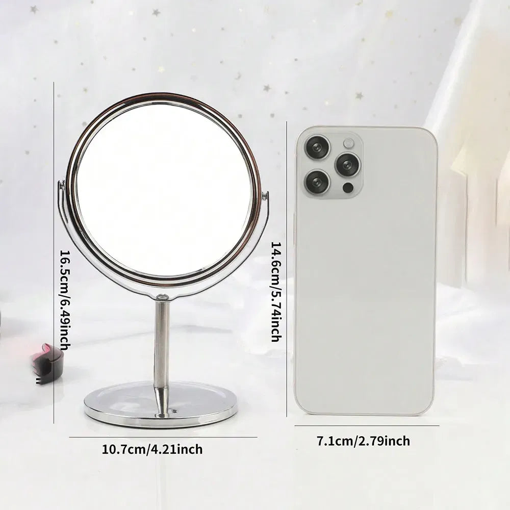 Color: black - 3/4/5in Double-Side Makeup Mirror With 2X Magnification Clear Reflection And Easy To Carry Desktop Vanity Mirror With Stand