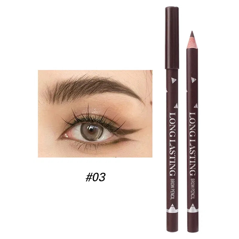 Color: light yellow - Waterproof Eyebrow Pen with Brush 7 Colors Natural Lasting Non-caking Eyebrow Pencil Outlining Wild Brow Korean Makeup Cosmetics