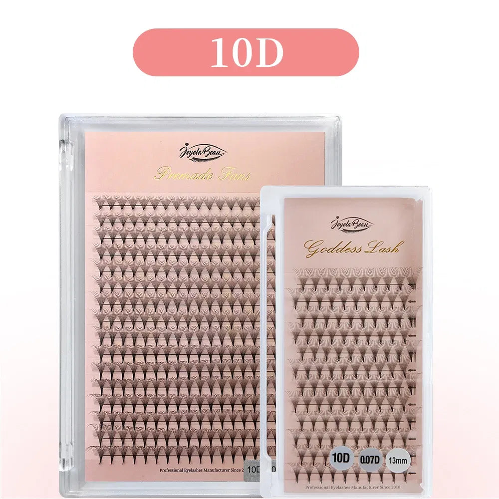 Color: Rose Red, Curl: C, Thickness: 0.07mm, Length: MIX, Ships From: CHINA - Goddess Premade Volume Fans 5D 6D 10D 12D 14D 16D 20D  Individual Lashes Extension Pointy Stem Russian Volume Fans 120/320 fans